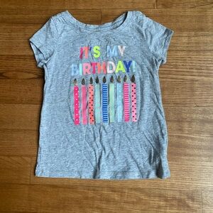 Cat & Jack Girls size 3T Gray Birthday Candle T-Shirt